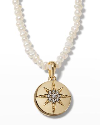 Freshwater Pearl and Diamond Starburst Necklace