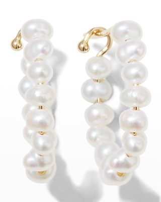 Freshwater Pearl Diamond Hook Earrings
