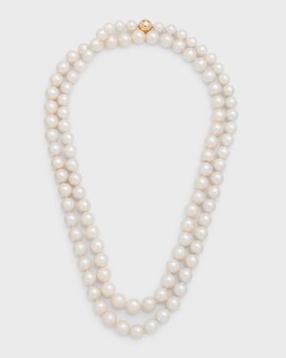 Freshwater Pearl Necklace with Diamond Clasp, 10-12mm