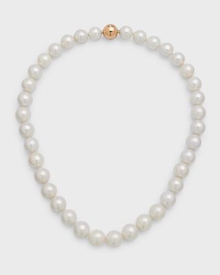 Freshwater Pearl Short Necklace with Diamond Clasp, 10-12mm