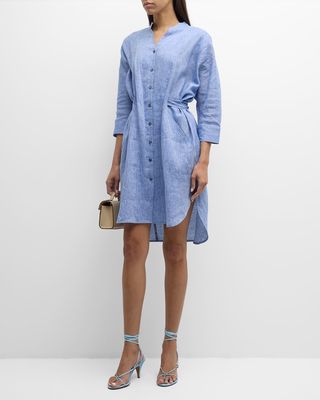 Fresia Belted Button-Front Caftan Shirtdress