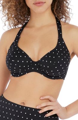 Freya Jewel Cove Underwire Banded Halter Bikini Top in Black
