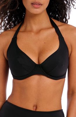 Freya Jewel Cove Underwire Banded Halter Bikini Top in Plain Black