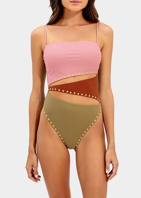 Frida Colorblock Strapless One-Piece Swimsuit