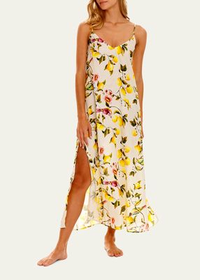 Frida Lemon-Print Linen Nightgown