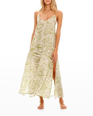 Frida Leopard-Print Linen Nightgown