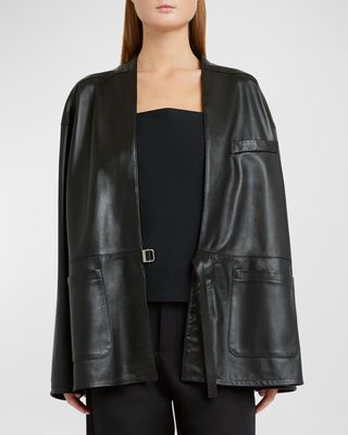 Frida Nappa Leather Collarless Jacket