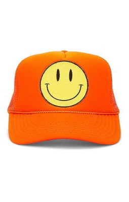 Friday Feelin Smiley Hat in Orange.
