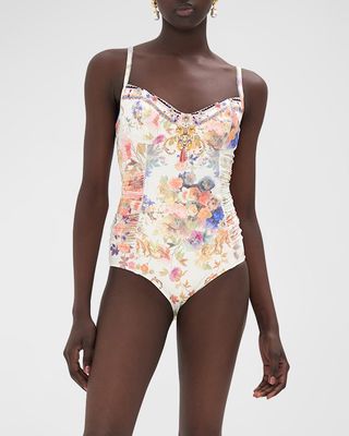 Friends with Frescos Ruched-Side One-Piece Swimsuit