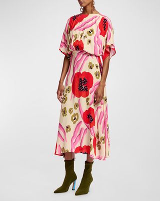 Frikart Sequined Floral Midi Dress