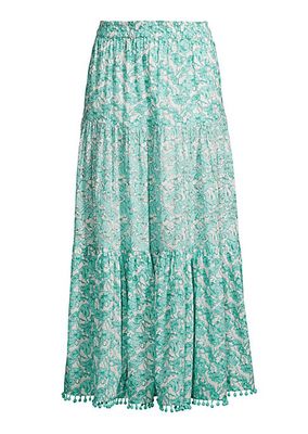 Frilly Cotton Floral Maxi Skirt
