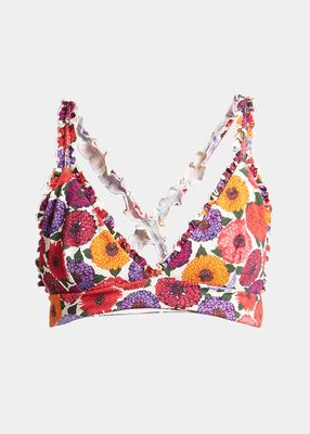 Frilly Floral Bralette Bikini Top