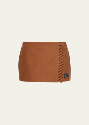 Fringe Cashmere Scarf Mini Skirt