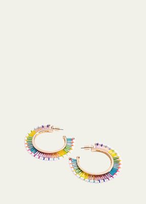 Fringe Hoop Earrings in White Bright