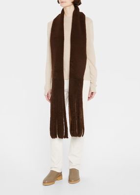 Fringed Curly Merino Shearling Scarf