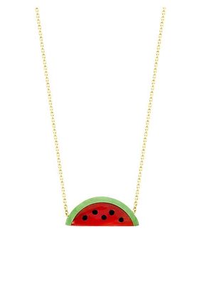 Fruta Fresca Goldtone & Mixed-Media Watermelon Pendant Necklace