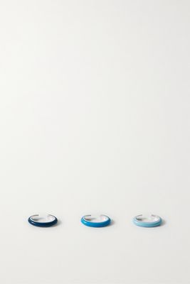 Fry Powers - Ombré Set Of Three Sterling Silver And Enamel Ear Cuffs - Blue