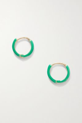 Fry Powers - Unicorn Rainbow 14-karat Gold And Enamel Earrings - Green