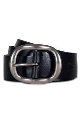Frye Brushed Buckle Leather Belt in Black