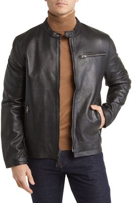 Frye Café Racer Leather Jacket in Black