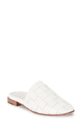 Frye Cara Woven Square Toe Mule in White - Seville Napa Leather