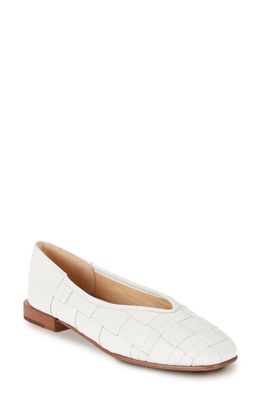 Frye Claire Woven Flat in White Napa Leather