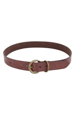 Frye Leather Belt in Brown And Antique Brass