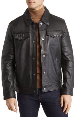 Frye Leather Trucker Jacket in Black