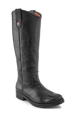 Frye Melissa Button Lug Double Sole Riding Boot in Black - Sakura Leather