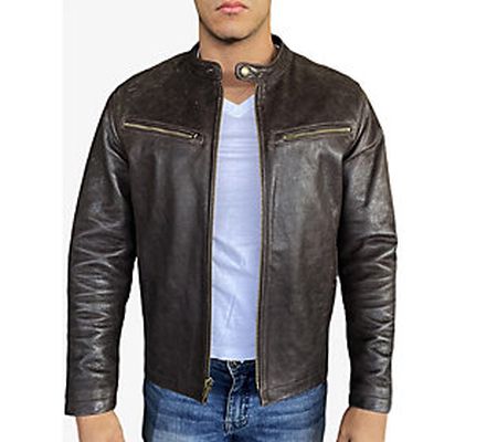 Frye Men's Leather Cafe Racer Jacket