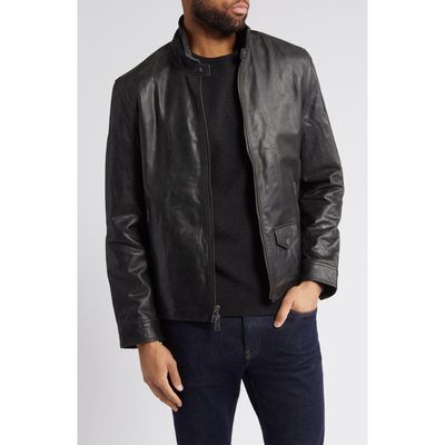 Frye Racer Water Repellent Leather Jacket in Black 