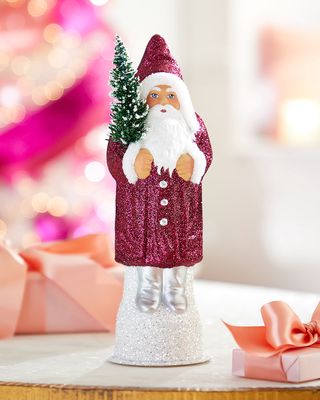 Fuchsia Robe Santa Christmas Accent