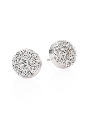 Fulfillment 18K White Gold & 2.95-3.05 TCW Diamond Halo Stud Earrings