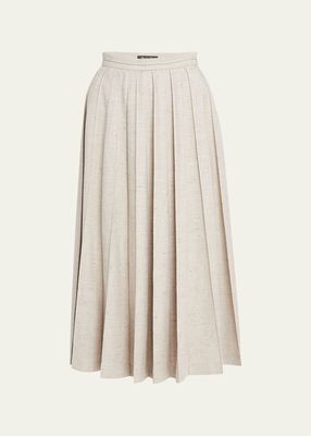 Fumiko Pleated Midi Wool Linen Skirt