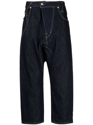Fumito Ganryu asymmetric cropped jeans - Blue