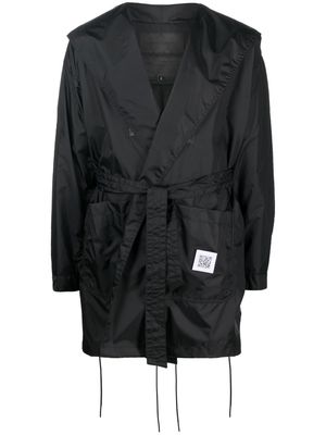 Fumito Ganryu belted long-sleeve Rain Gown - Black
