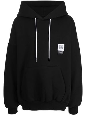 Fumito Ganryu cape-sleeve drawstring hoodie - Black