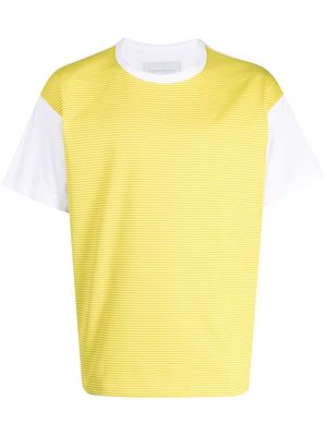 Fumito Ganryu contrast-panel two-tone T-shirt - Yellow