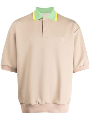 Fumito Ganryu contrasting-collar short-sleeve polo shirt - Brown