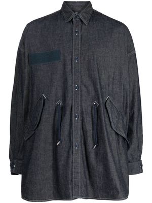 Fumito Ganryu drawstring denim shirt jacket - Blue