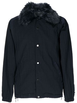 Fumito Ganryu faux-fur collar detail jacket - Blue