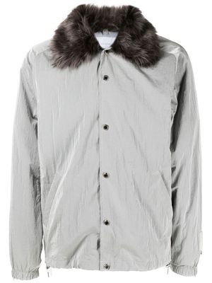 Fumito Ganryu faux-fur collar jacket - Silver