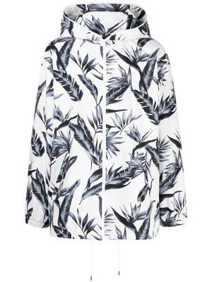 Fumito Ganryu leaf-print hooded jacket - White