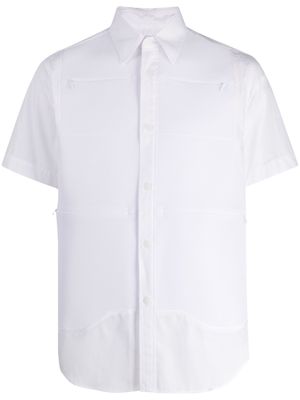 Fumito Ganryu mesh-panelling short-sleeve shirt - White
