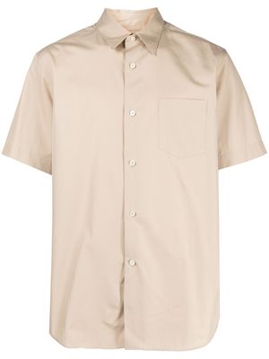 Fumito Ganryu pleated short-sleeve cotton shirt - Neutrals