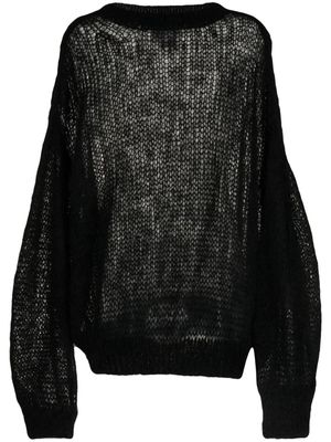 Fumito Ganryu semi-sheer mohair-blend jumper - Black