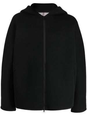Fumito Ganryu slouch-hood cotton-blend jacket - Black