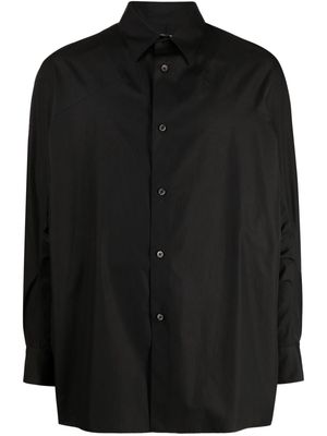Fumito Ganryu straight-point collar cotton shirt - Black