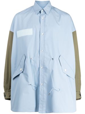 Fumito Ganryu two-tone drawstring-waist shirt - Blue