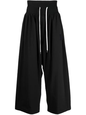 Fumito Ganryu wide-leg elasticated-waistband trousers - Black